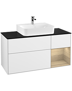 Villeroy und Boch Finion Villeroy und Boch Finion F172PCGF 120cm, cover plate black matt, shelf on the right Oak Veneer , glossy white lacquer