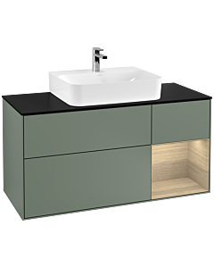 Villeroy und Boch Finion Villeroy und Boch Finion F172PCGM 120cm, cover plate black matt, shelf on the right Oak Veneer , Olive Matt Lacquer