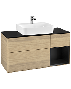 Villeroy und Boch Finion Villeroy und Boch Finion F172PDPC 120cm, cover plate black matt, shelf on the right black matt lacquer, Oak Veneer