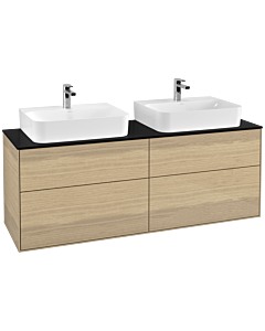 Villeroy und Boch Finion Waschtischunterschrank F18200PC 160x60,3cm, Abdeckplatte black matt, Oak Veneer