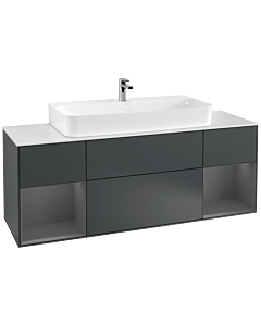 Villeroy und Boch Finion Villeroy und Boch F211GKHG 160cm, plaque de finition blanc mat, étagères laqué anthracite mat, Midnight Blue Matt Lacquer