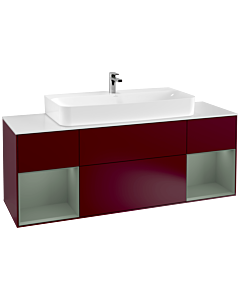 Villeroy und Boch Finion Waschtischunterschrank F211GMHB 160cm, Abdeckplatte white matt, Regale Olive matt lacquer, Peony Matt