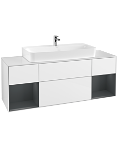 Villeroy und Boch Finion Villeroy und Boch Finion F211HGGF 160cm, cover plate white matt, shelves midnight matt lacquer, glossy white lacquer