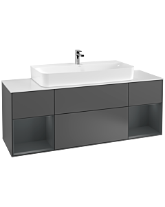 Villeroy und Boch Finion Villeroy und Boch F211HGGK 160cm, plaque de recouvrement blanc mat, étagères laqué mat minuit, anthracite mat