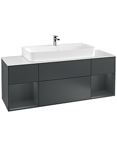 Villeroy und Boch Finion Villeroy und Boch F211HGHG 160cm, plaque de finition blanc mat, étagères Midnight mat laqué, Midnight Blue Matt Lacquer