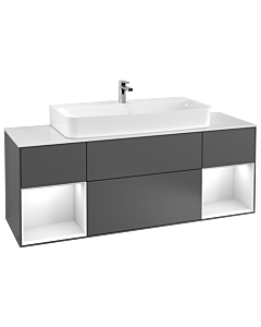 Villeroy und Boch Finion Waschtischunterschrank F211MTGK 160cm, Abdeckplatte white matt, Regale White matt lacquer, Anthracite matt