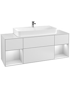 Villeroy und Boch Finion Villeroy und Boch F211MTMT 160cm, plaque de finition blanc mat, étagères laqué blanc mat, laqué blanc mat