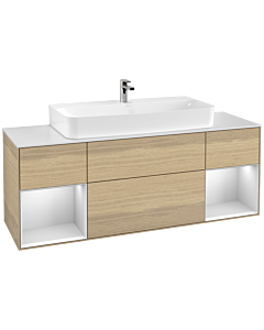 Villeroy und Boch Finion Villeroy und Boch F211MTPC 160cm, plaque de finition blanc mat, étagères laqué blanc mat, Oak Veneer
