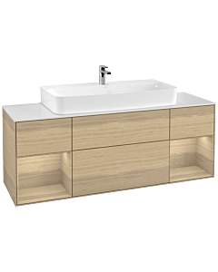 Villeroy und Boch Finion Villeroy und Boch F211PCPC 160cm, plaque de finition blanc mat, étagères Oak Veneer , Oak Veneer