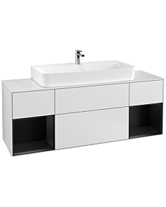 Villeroy und Boch Finion Villeroy und Boch F211PDMT 160cm, couvercle blanc mat, étagères laqué noir mat, laqué blanc mat