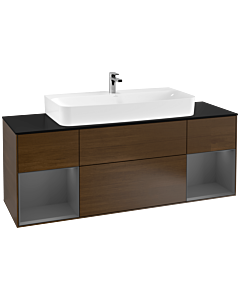 Villeroy und Boch Finion Villeroy und Boch Finion F212GKGN 160cm, cover plate black matt, shelves anthracite matt lacquer, walnut veneer
