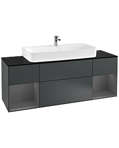 Villeroy und Boch Finion Villeroy und Boch F212GKHG 160cm, plaque de finition noir mat, étagères Laque anthracite mat, Midnight Blue Matt Lacquer