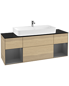 Villeroy und Boch Finion Villeroy und Boch F212GKPC 160cm, plaque de finition noir mat, étagères Laque anthracite mat, Oak Veneer