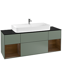 Villeroy und Boch Finion Villeroy und Boch Finion F212GNGM 160cm, cover plate black matt, shelves Olive Matt Lacquer veneer, Olive Matt Lacquer