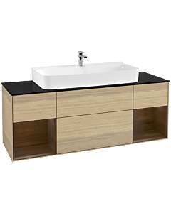 Villeroy und Boch Finion Villeroy und Boch Finion F212GNPC 160cm, cover plate black matt, shelves Oak Veneer veneer, Oak Veneer