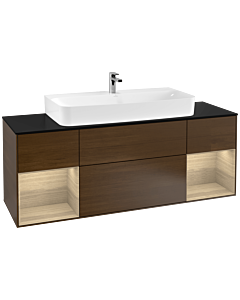 Villeroy und Boch Finion Villeroy und Boch Finion F212PCGN 160cm, cover plate black matt, shelves Oak Veneer , Oak Veneer veneer