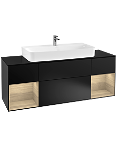 Villeroy und Boch Finion Villeroy und Boch F212PCPD 160cm, plaque de finition noir mat, étagères Oak Veneer , laqué noir mat