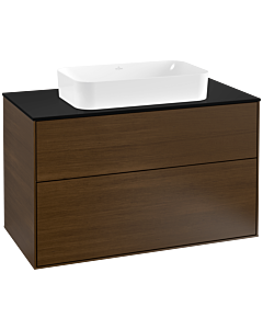 Villeroy und Boch Finion Villeroy und Boch F23200GN 100x60,3cm, plaque de finition noir mat, placage noyer