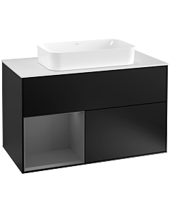 Villeroy und Boch Finion Villeroy und Boch Finion F241GKPD 100x60.3cm, cover plate white matt, shelf on the left anthracite matt, black matt lacquer