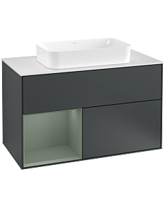 Villeroy und Boch Finion Villeroy und Boch Finion F241GMHG 100x60.3cm, cover plate white matt, shelf left Olive Matt Lacquer , midnight Blue Matt Lacquer
