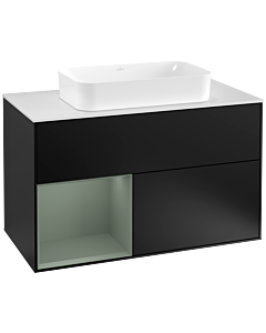 Villeroy und Boch Finion Villeroy und Boch Finion F241GMPD 100x60.3cm, cover plate white matt, shelf left Olive Matt Lacquer , black matt lacquer