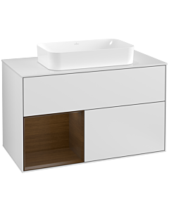 Villeroy und Boch Finion Villeroy und Boch Finion F241GNMT 100x60.3cm, cover plate white matt, shelf left walnut veneer, white matt lacquer