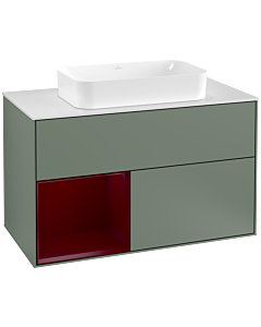 Villeroy und Boch Finion Villeroy und Boch Finion F241HBGM 100x60.3cm, cover plate white matt, shelf left Peony , Olive Matt Lacquer