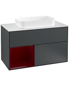 Villeroy und Boch Finion Villeroy und Boch Finion F241HBHG 100x60.3cm, cover plate white matt, shelf left Peony , midnight Blue Matt Lacquer