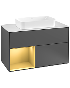 Villeroy und Boch Finion Villeroy und Boch Finion F241HFGK 100x60.3cm, cover plate white matt, shelf left gold matt, anthracite matt