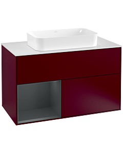 Villeroy und Boch Finion Villeroy und Boch Finion F241HGHB 100x60.3cm, cover plate white matt, shelf left Midnight Blue Matt Lacquer , Peony Matt