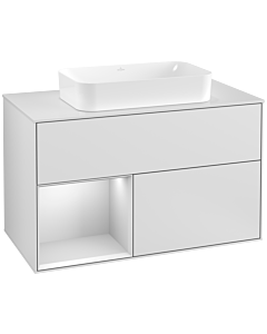 Villeroy und Boch Finion Waschtischunterschrank F241MTMT 100x60,3cm, Abdeckplatte white matt, Regal links White matt lacquer, White matt lacquer