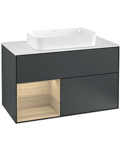 Villeroy und Boch Finion Villeroy und Boch Finion F241PCHG 100x60.3cm, cover plate white matt, shelf left Oak Veneer , midnight Blue Matt Lacquer