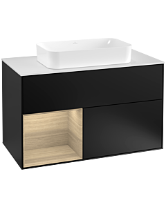 Villeroy und Boch Finion Villeroy und Boch Finion F241PCPD 100x60.3cm, cover plate white matt, shelf left Oak Veneer , black matt lacquer