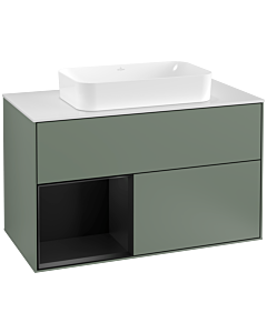 Villeroy und Boch Finion Villeroy und Boch Finion F241PDGM 100x60.3cm, cover plate white matt, shelf left black matt lacquer, Olive Matt Lacquer