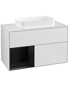 Villeroy und Boch Finion Villeroy und Boch Finion F241PDMT 100x60.3cm, cover plate white matt, shelf left black matt lacquer, white matt lacquer