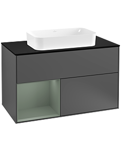 Villeroy und Boch Finion Villeroy und Boch Finion F242GMGK 100x60.3cm, cover plate black matt, shelf left Olive Matt Lacquer , anthracite matt