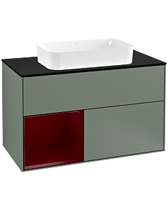 Villeroy und Boch Finion Villeroy und Boch Finion F242HBGM 100x60.3cm, cover plate black matt, shelf left Peony , Olive Matt Lacquer