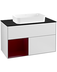 Villeroy und Boch Finion Villeroy und Boch Finion F242HBMT 100x60.3cm, cover plate black matt, shelf left Peony , white matt lacquer