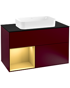 Villeroy und Boch Finion Villeroy und Boch Finion F242HFHB 100x60.3cm, cover plate black matt, shelf left gold matt, Peony Matt