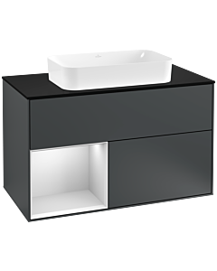 Villeroy und Boch Finion Villeroy und Boch Finion F242MTHG 100x60.3cm, cover plate black matt, shelf left white matt lacquer, midnight Blue Matt Lacquer