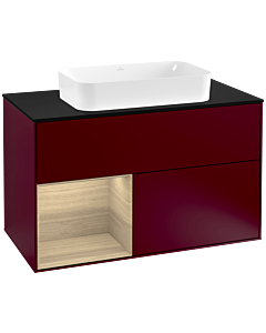 Villeroy und Boch Finion Villeroy und Boch Finion F242PCHB 100x60.3cm, cover plate black matt, shelf on the left Oak Veneer , Peony Matt