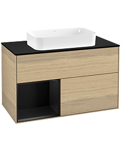 Villeroy und Boch Finion Villeroy und Boch Finion F242PDPC 100x60.3cm, cover plate black matt, shelf left black matt lacquer, Oak Veneer