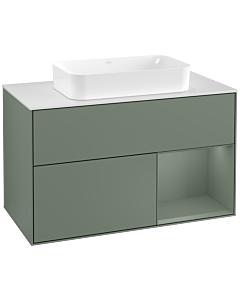 Villeroy und Boch Finion Villeroy und Boch Finion F251GMGM 100x60.3cm, cover plate white matt, shelf on the right Olive Matt Lacquer , Olive Matt Lacquer