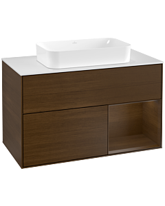 Villeroy und Boch Finion Villeroy und Boch Finion F251GNGN 100x60.3cm, cover plate white matt, shelf on the right Walnut veneer, Walnut veneer