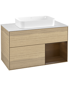 Villeroy und Boch Finion Villeroy und Boch Finion F251GNPC 100x60.3cm, cover plate white matt, shelf on the right Oak Veneer veneer, Oak Veneer