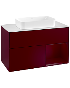 Villeroy und Boch Finion Villeroy und Boch F251HBHB 100x60,3cm, plaque de finition blanc mat, étagère à droite Peony , Peony Matt