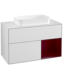 Villeroy und Boch Finion Villeroy und Boch Finion F251HBMT 100x60.3cm, cover plate white matt, shelf on the right Peony , white matt lacquer