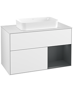 Villeroy und Boch Finion Villeroy und Boch Finion F251HGGF 100x60.3cm, cover plate white matt, shelf on the right Midnight Blue Matt Lacquer , glossy white lacquer