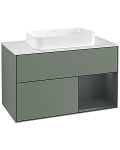 Villeroy und Boch Finion Villeroy und Boch Finion F251HGGM 100x60.3cm, cover plate white matt, shelf on the right Midnight Blue Matt Lacquer , Olive Matt Lacquer