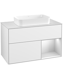 Villeroy und Boch Finion Villeroy und Boch Finion F251MTGF 100x60.3cm, cover plate white matt, shelf on the right white matt lacquer, glossy white lacquer